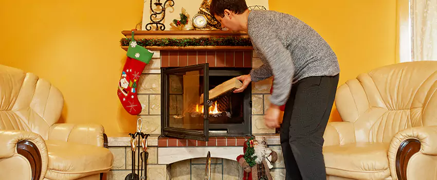 Rusted Metal Fireplace Restoration in Belmont, California